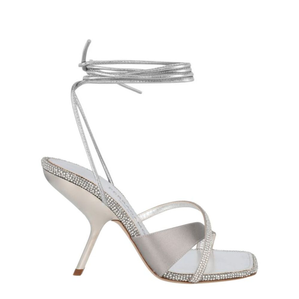 Ferragamo Allegra X5 Crystal Embellished Heels Grey Womens